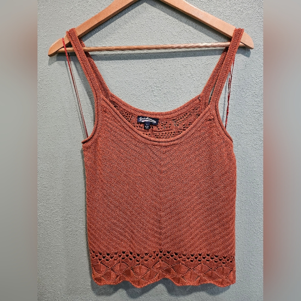 Women's Juniors Knit Tank Top - Rust